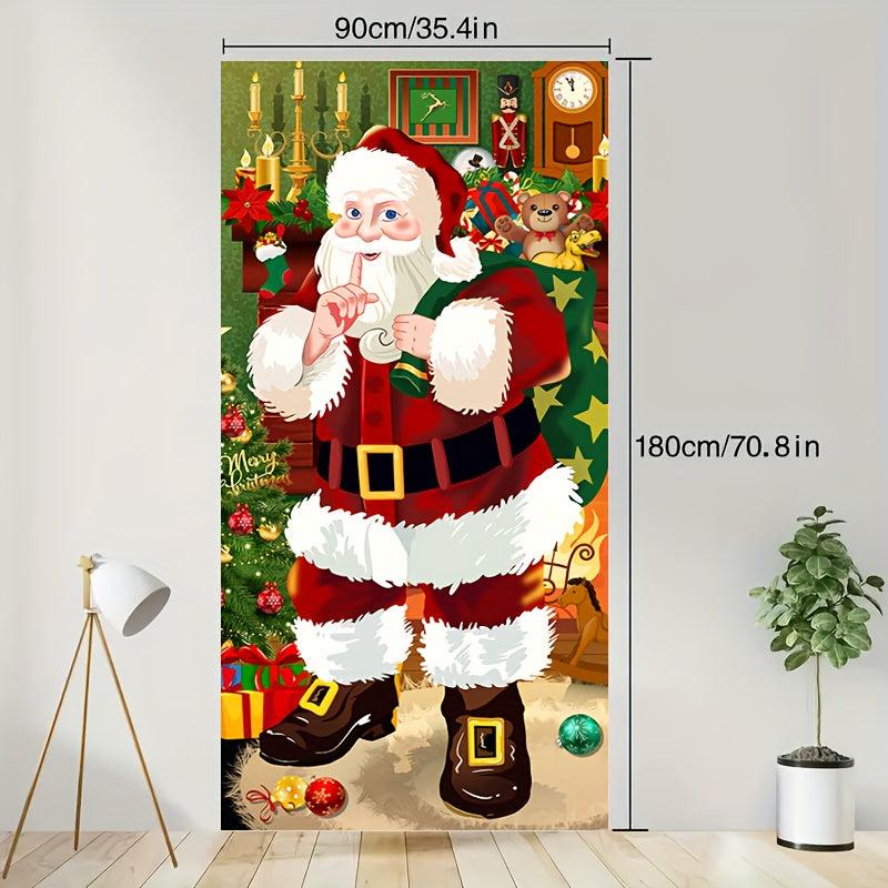 Christmas Santa Door Cover For Holiday Party Decorations