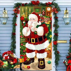 Christmas Santa Door Cover For Holiday Party Decorations