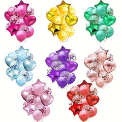14pcs Confetti Balloon Bouquet Foil Latex Balloons for Graduation