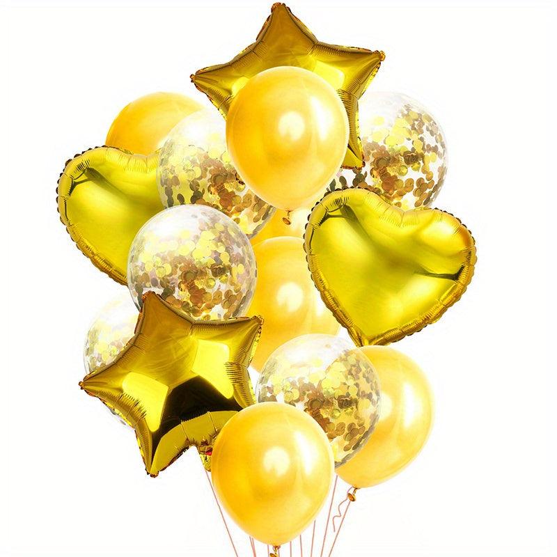 14pcs Confetti Balloon Bouquet Foil Latex Balloons for Graduation