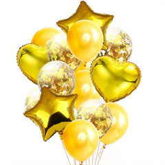 14pcs Confetti Balloon Bouquet Foil Latex Balloons for Graduation