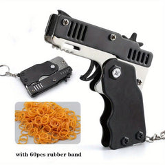 Metal Burst Rubber Band Toy w/ Keychain & 60 Bands - Safe Shooting Toy