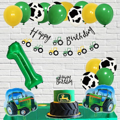 4pcs Green Tractor Foil Balloons for Farm Animals Theme Party