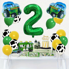 4pcs Green Tractor Foil Balloons for Farm Animals Theme Party