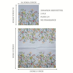 20pcs Wild Flowers Party Napkins Tea Party Birthday Decor Tissue Holiday