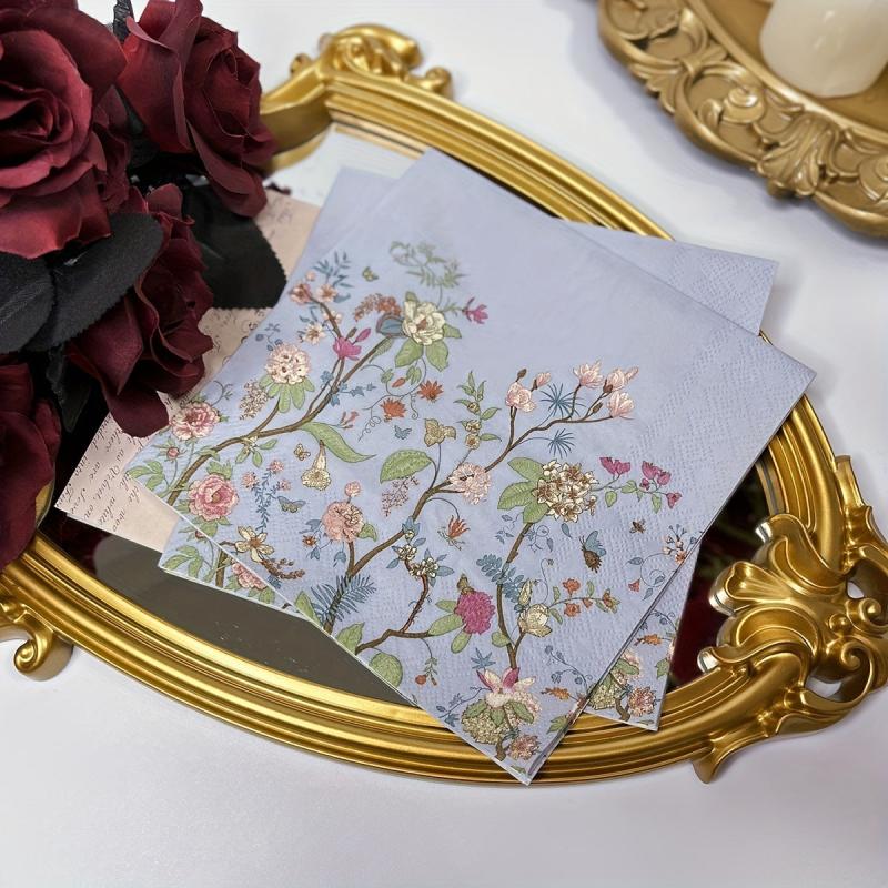 20pcs Wild Flowers Party Napkins Tea Party Birthday Decor Tissue Holiday
