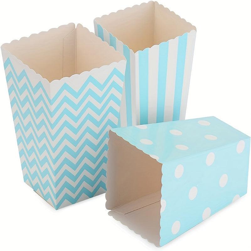 12pcs Pack Paper Popcorn Boxes Striped Polka Dot Candy Box for Party Favor
