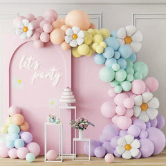 157pcs Daisy Flower Macaron Pink Balloon Corolla Set for Baby Shower & Wedding