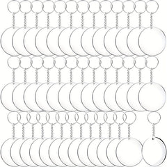 120pcs Acrylic Keychain Blanks Set Clear Round Disc Ornament Blanks