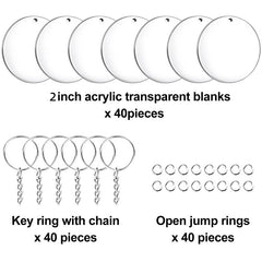 120pcs Acrylic Keychain Blanks Set Clear Round Disc Ornament Blanks