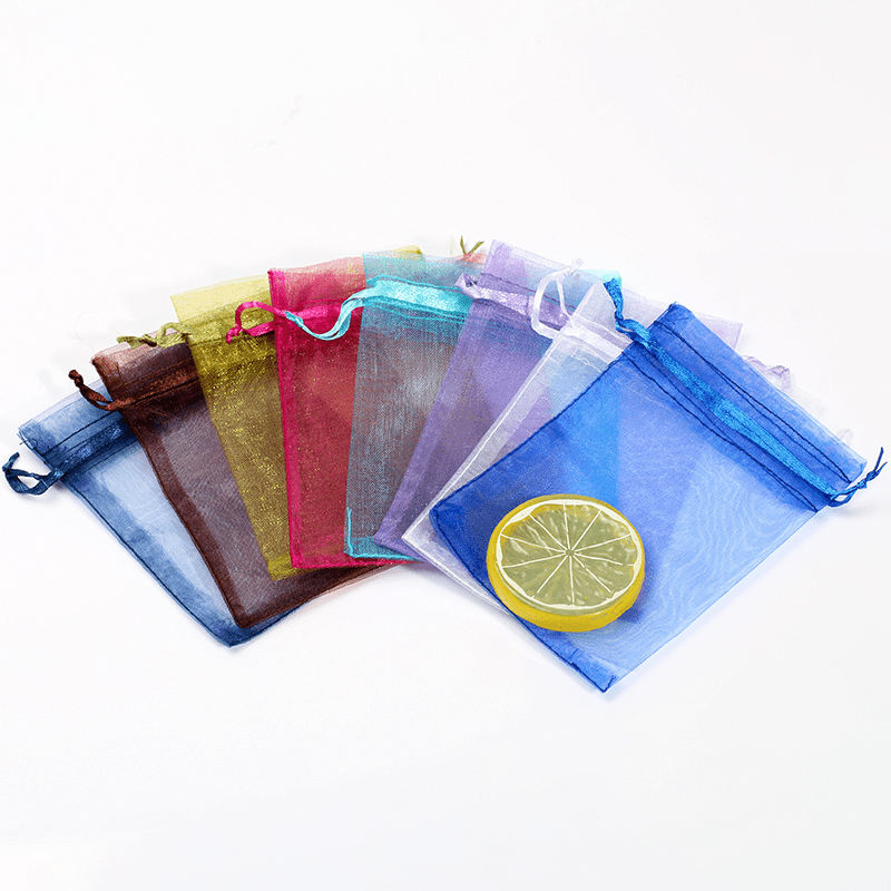 100pcs Organza Drawstrings Bags Jewelry Gift Package Yarn Pouch