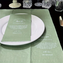 20pcs Green Wedding Paper Napkins, Texting Printed Decor Paper Guest Towels