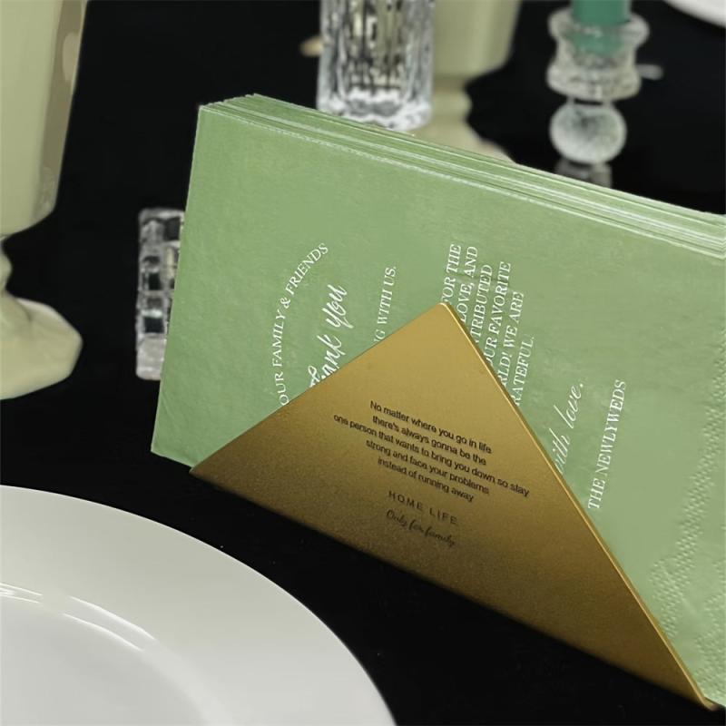 20pcs Green Wedding Paper Napkins, Texting Printed Decor Paper Guest Towels