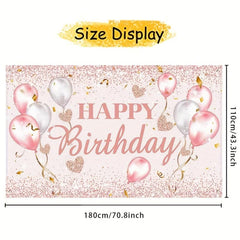 Happy Birthday Party Decorations Supplies Backdrop Pink Rose Gold