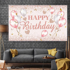Happy Birthday Party Decorations Supplies Backdrop Pink Rose Gold