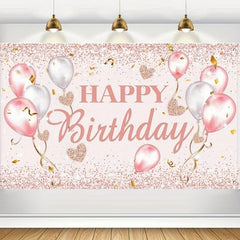 Happy Birthday Party Decorations Supplies Backdrop Pink Rose Gold