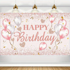 Happy Birthday Party Decorations Supplies Backdrop Pink Rose Gold