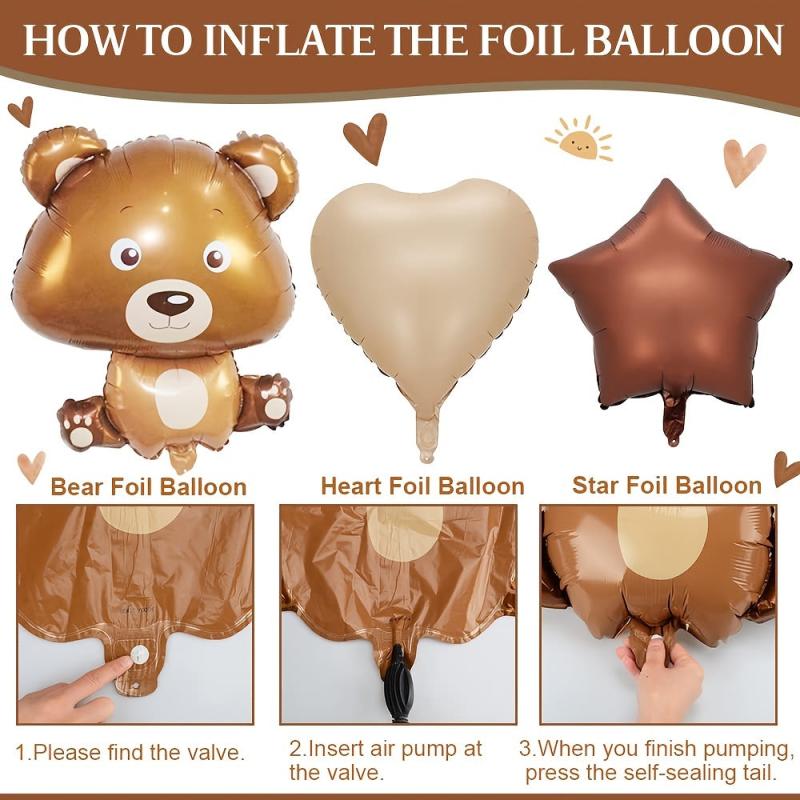 Boho Bear 1st Birthday Decor Set Giant Bear Foil Balloon Burnt 1 Number & Beige