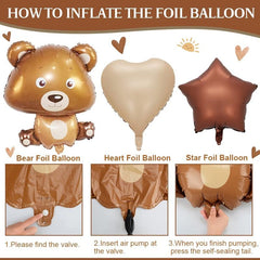 Boho Bear 1st Birthday Decor Set Giant Bear Foil Balloon Burnt 1 Number & Beige