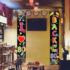 2pcs 80s Party Decorations Scene Setters I Love 80s Door Sign