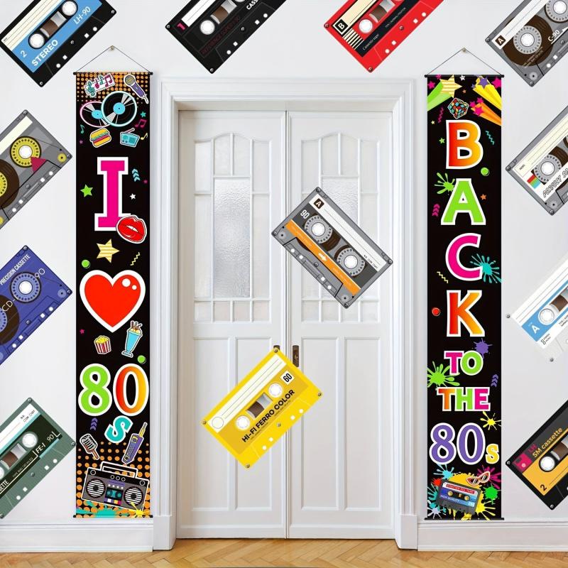 2pcs 80s Party Decorations Scene Setters I Love 80s Door Sign