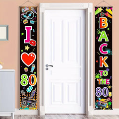 2pcs 80s Party Decorations Scene Setters I Love 80s Door Sign