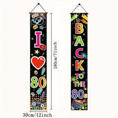 2pcs 80s Party Decorations Scene Setters I Love 80s Door Sign