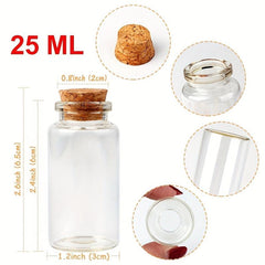 48pcs 25ml Glass Jars with Cork Stoppers for Events, Labels & Stickers