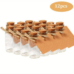 48pcs 25ml Glass Jars with Cork Stoppers for Events, Labels & Stickers