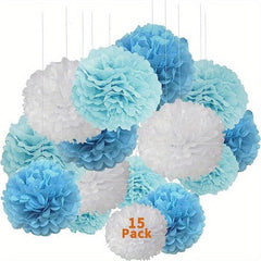 15pcs Tissue Pompoms Festive Birthday Party Decoration