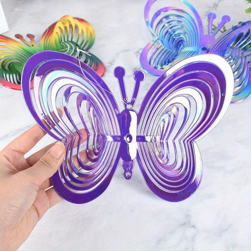Heart Butterfly Wind Spinner Hanging Ornament for Home and Garden