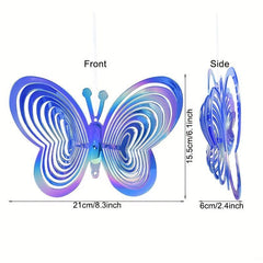 Heart Butterfly Wind Spinner Hanging Ornament for Home and Garden