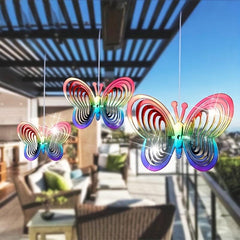 Heart Butterfly Wind Spinner Hanging Ornament for Home and Garden