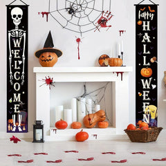 Halloween Decor Banners Porch Welcome Sign Happy Halloween Door Banners
