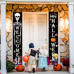 Halloween Decor Banners Porch Welcome Sign Happy Halloween Door Banners
