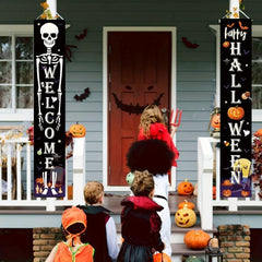Halloween Decor Banners Porch Welcome Sign Happy Halloween Door Banners