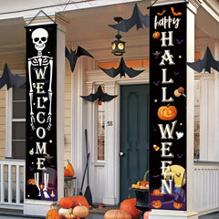 Halloween Decor Banners Porch Welcome Sign Happy Halloween Door Banners