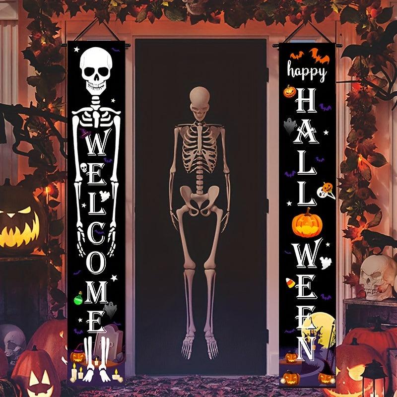 Halloween Decor Banners Porch Welcome Sign Happy Halloween Door Banners