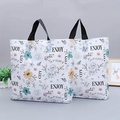 5pcs Flower Printed Plastic Tote Bags British Style Party Favor Bags