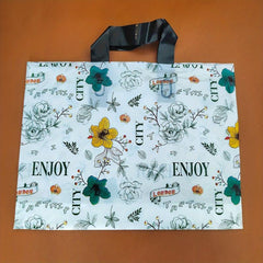 5pcs Flower Printed Plastic Tote Bags British Style Party Favor Bags