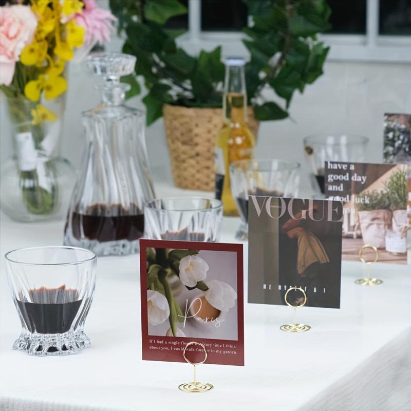 Golden Place Card Holder Acrylic Seat Table Guard Card Wedding DIY Home Decor