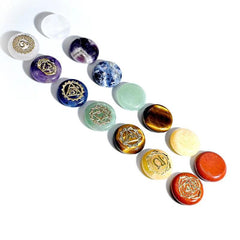 7pcs Chakra Healing Crystal Heart Necklace Natural Gemstone