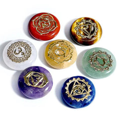 7pcs Chakra Healing Crystal Heart Necklace Natural Gemstone