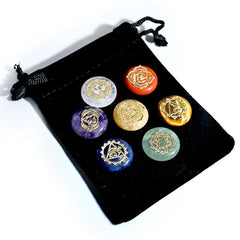 7pcs Chakra Healing Crystal Heart Necklace Natural Gemstone