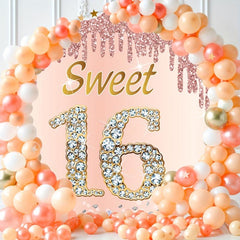 Sweet 16th Birthday Banner Rose Golden Pink Sweet Sixteen Party Sign