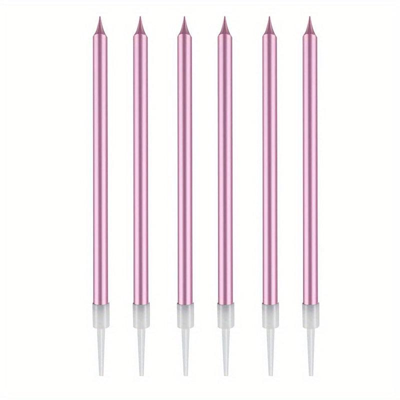 6pcs Long Thin Cake Candles Metallic Birthday Cake Decorations