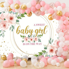 Floral Sweet Baby Girl Backdrop 152x101cm It's A Girl Baby Shower Background