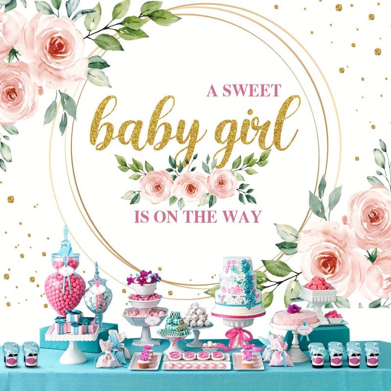 Floral Sweet Baby Girl Backdrop 152x101cm It's A Girl Baby Shower Background
