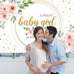 Floral Sweet Baby Girl Backdrop 152x101cm It's A Girl Baby Shower Background