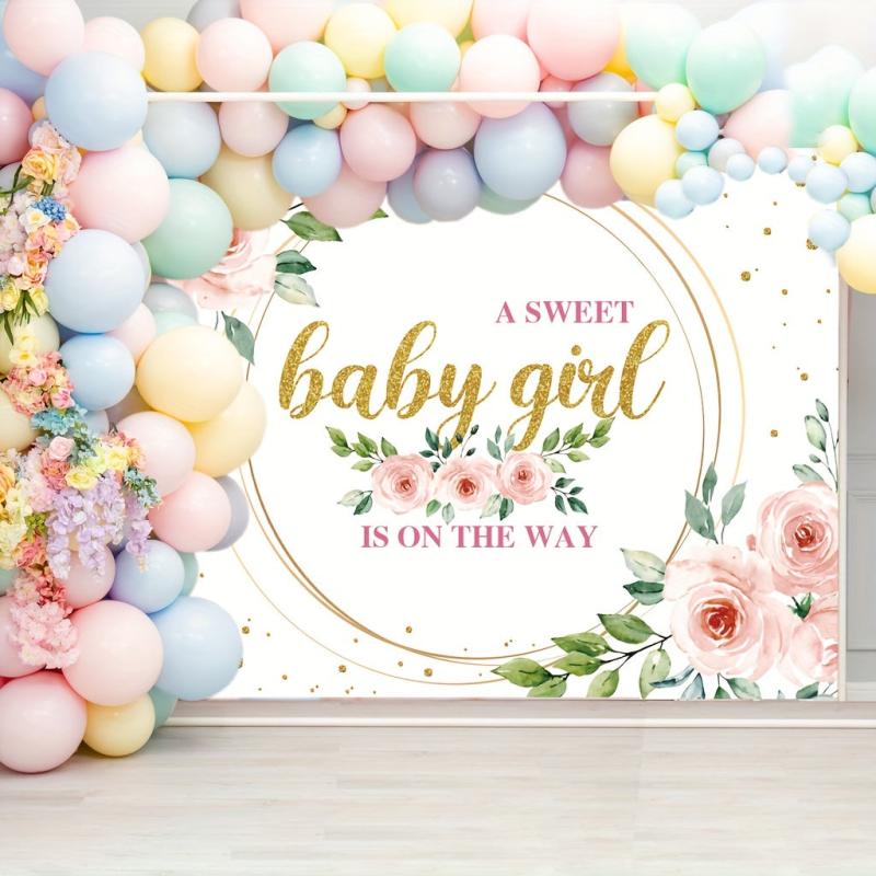 Floral Sweet Baby Girl Backdrop 152x101cm It's A Girl Baby Shower Background